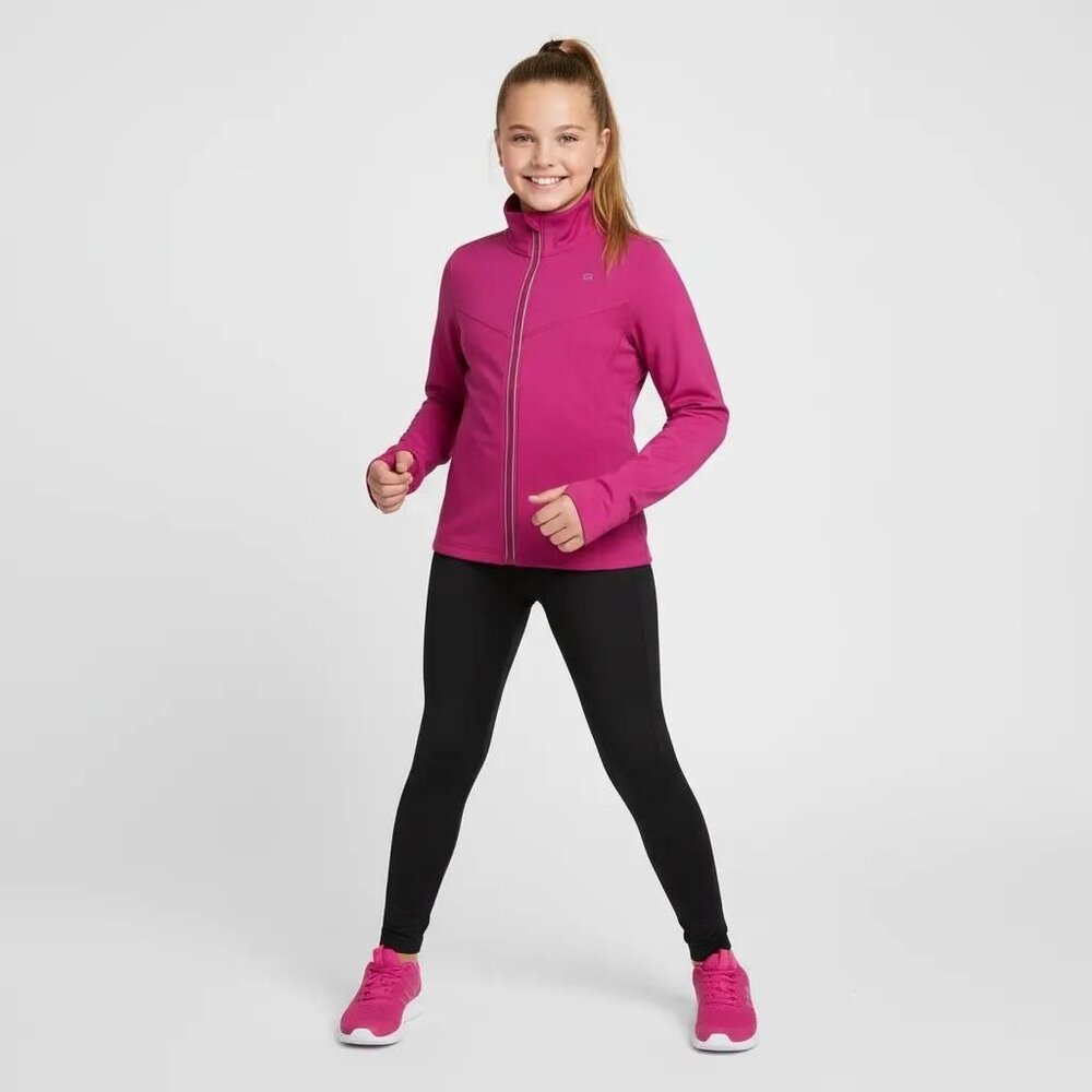 Gap Fit DRY Girls Happy Pink Activewear Full Zip Running Track Jacket Size Large